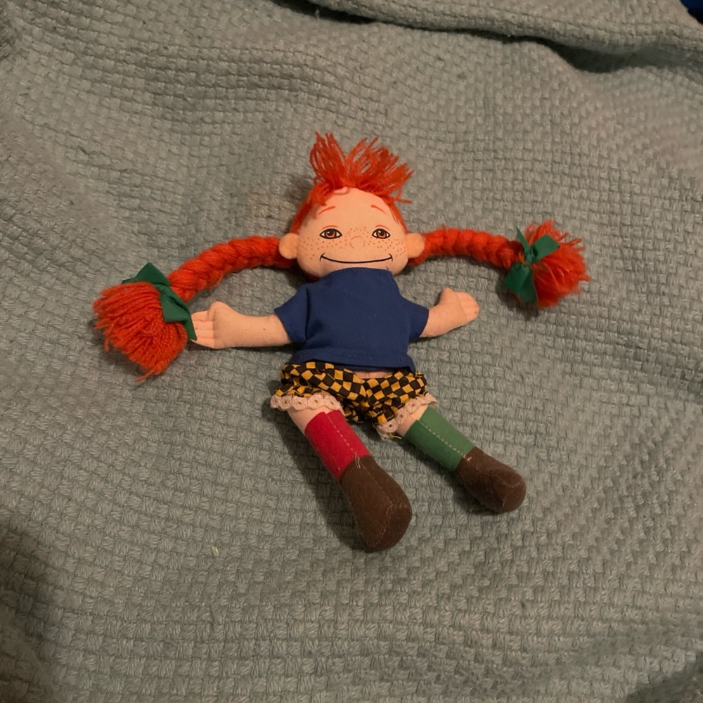 Vintage 1988 Pippi Longstocking Plush Doll Omega Toy Original -Read
